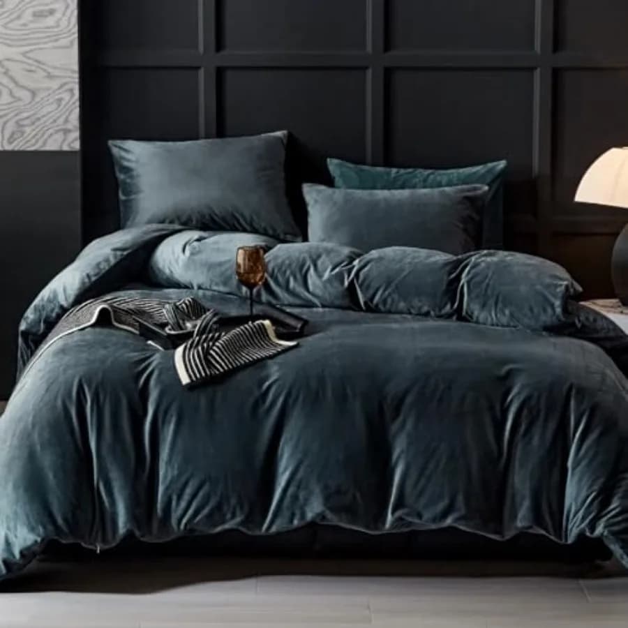 Copripiumino in flanella vellutata, set di biancheria da letto 3 pezzi, ultra morbido, lussuoso, testurizzato, moderno, in velluto cristallo.