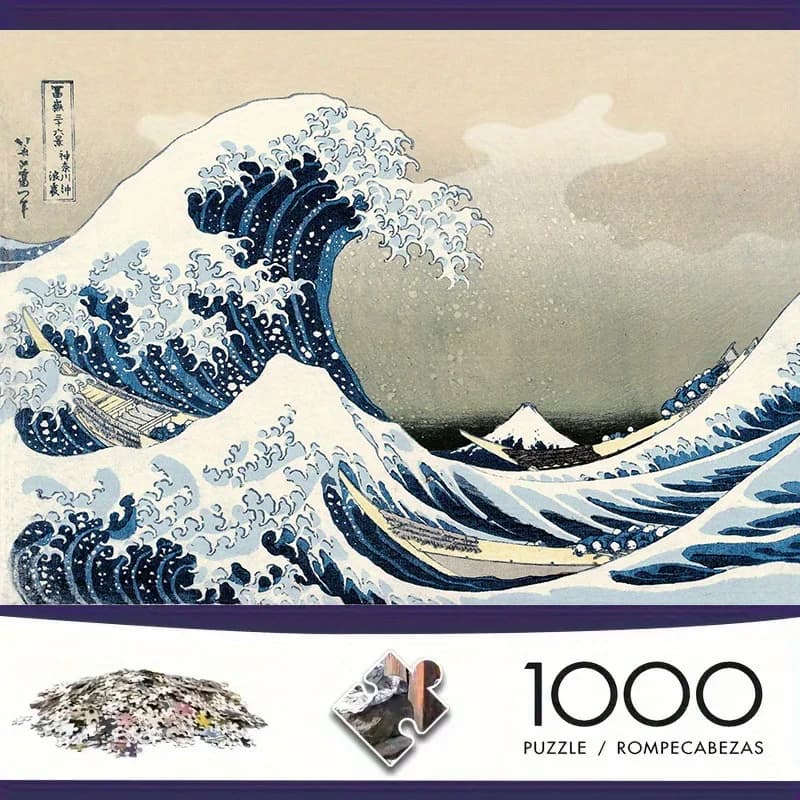 Kanagawa Surfing Puzzle da 1000 pezzi - Perfetto per adulti e rilassamento familiare, regalo ideale per le vacanze, colori misti, portatile De