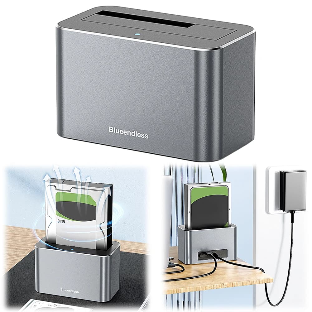 Dock per Disco Rigido 2.5 e 3.5 Pollici, Lettore SATA HDD SSD 5Gbps, Box Esterno USB per HDD e SSD SATA/SAS da 2.5 e 3.5 Pollici