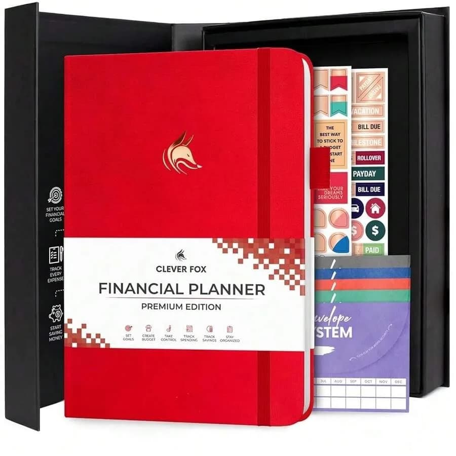 Clever Fox Budget Planner Premium Edition Expense Tracker Notebook + 5 Cash Envelopes, Budget Planner Organizer; Budget Book an