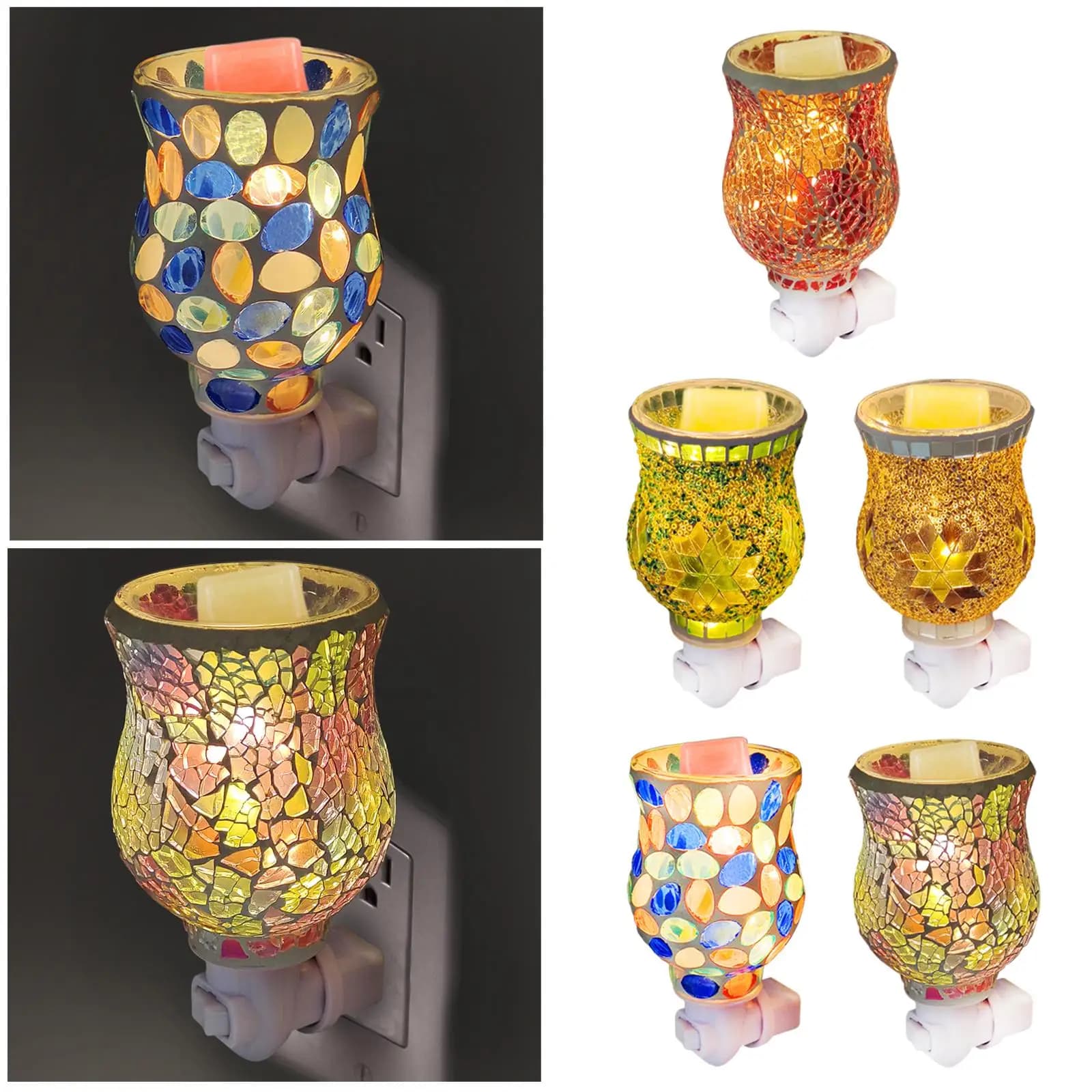 Lampada Notturna a Mosaico, Diffusore di Fragranze Creativo con Spina USA, Ornamento Profumato per la Stanza
