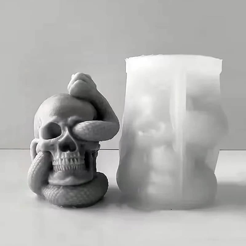 3D Snake Head Skeleton Candle Mold Silicone Skeleton DIY Snake Candle Soap Gesso Crafts Resin Concrete Fabric Gift Halloween