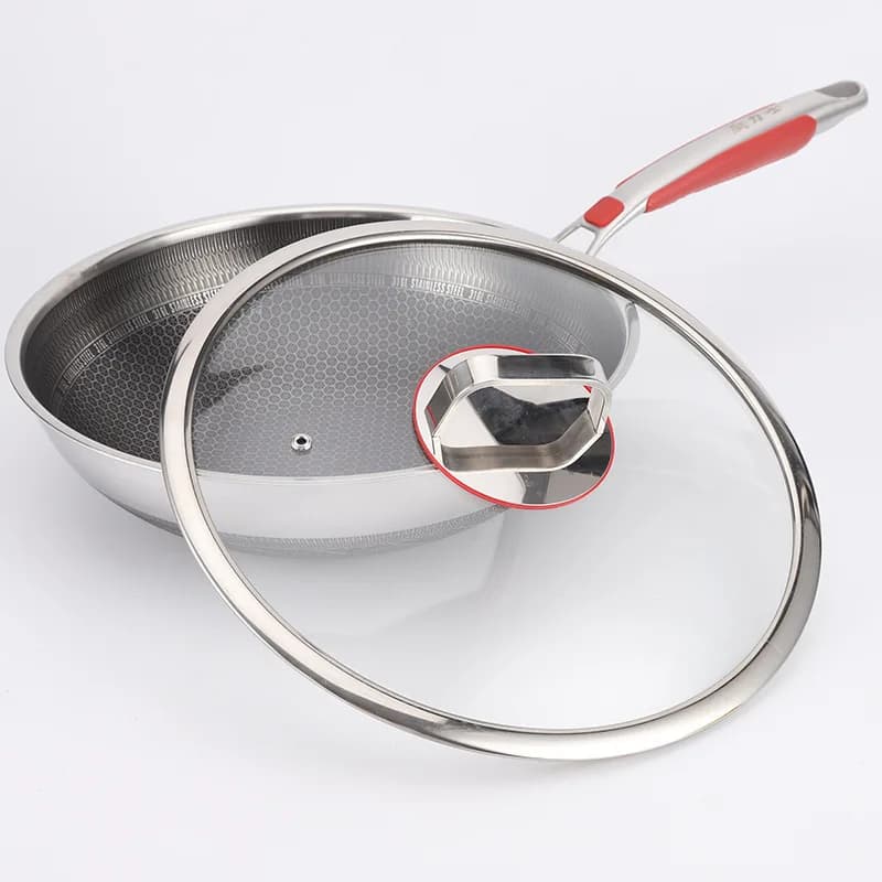 Wok in acciaio inox DSA con rivestimento antiaderente a nido d'ape, padella per frittura a basso consumo di olio, wok per uso domestico, vendita all'ingrosso.
