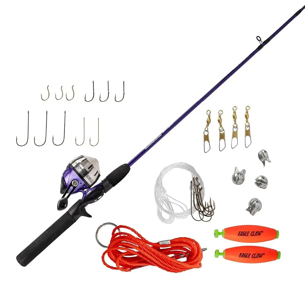 Combo Canna da Pesca e Mulinello Spincast 202, Pre-avvolto con Filo Cajun da 10 Libbre, Include Kit di Attrezzatura