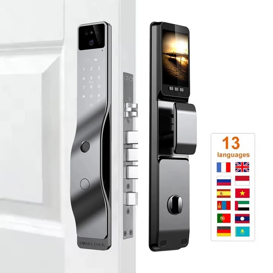 Glomarket Tuya App Smart Door Lock Digital Automatic 3D facial recognition Fingerprint Key Password Smart Door Lock with Camera