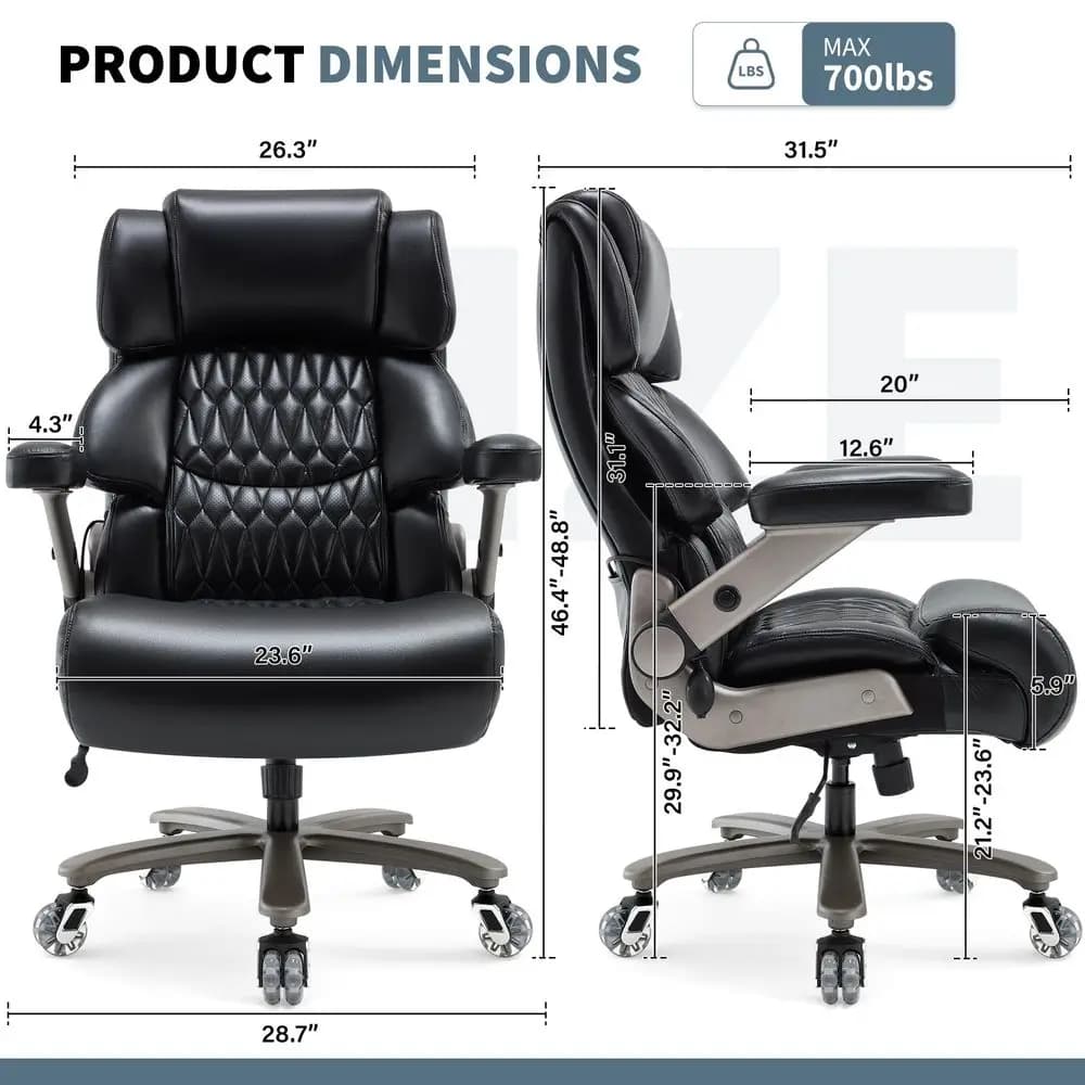 and Tall Office Chair 700lbs Large High Back Executive Computer Desk Chair with 3D FlipUp Arms, Adjustable Lumbar Support, Extr