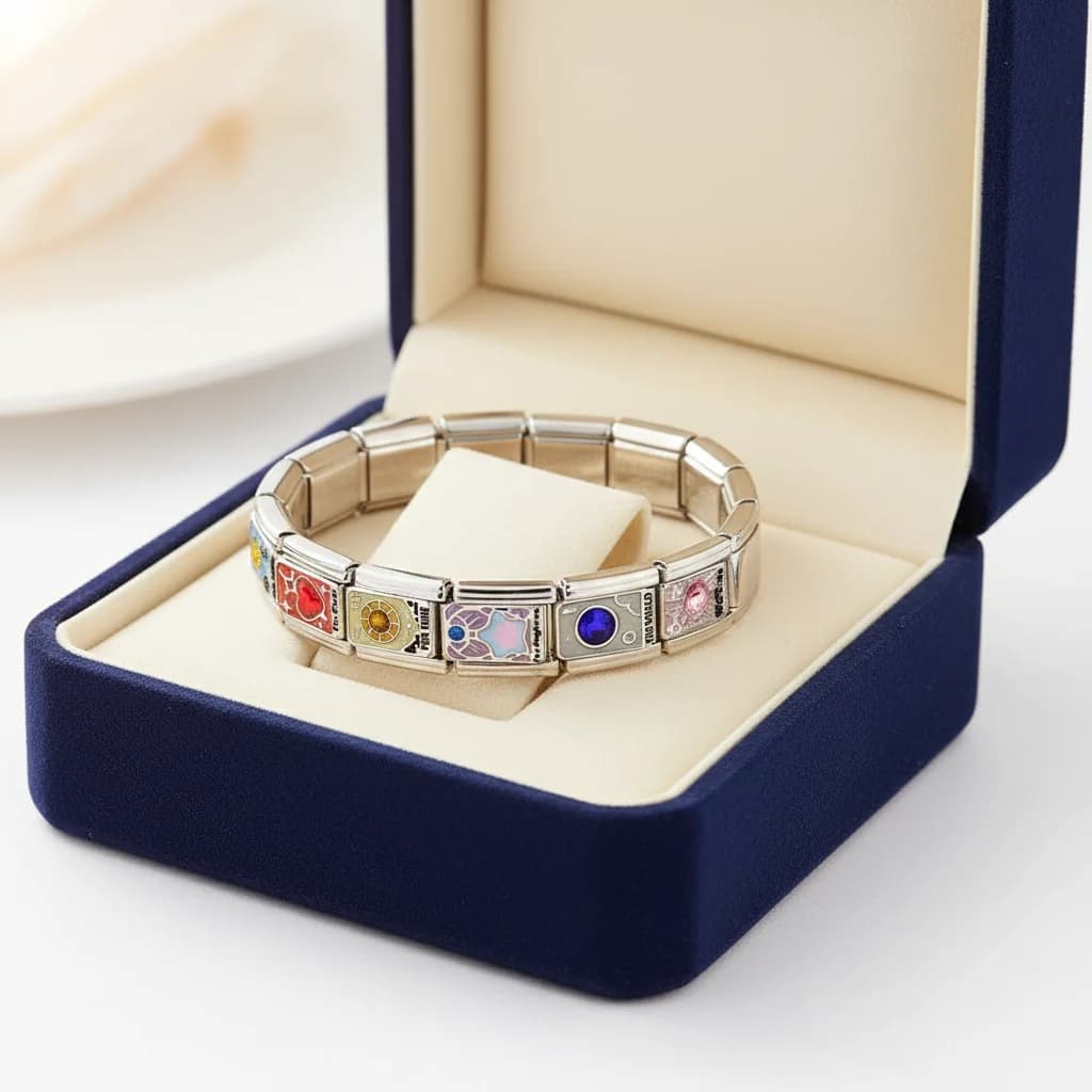 Bracciale con ciondoli italiani serie di carte tarocchi fai-da-te personalizzato, sole, luna, stella, perline, braccialetto con ciondoli italiani in acciaio inossidabile, regalo di gioielli