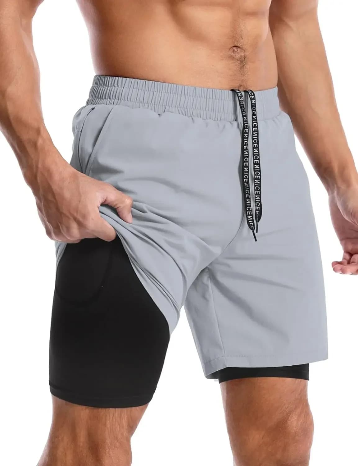 Pantaloncini da corsa da uomo 5''/7'' ad asciugatura rapida, pantaloncini da palestra con tasche, per allenamento tennis e atletica (con fodera interna)