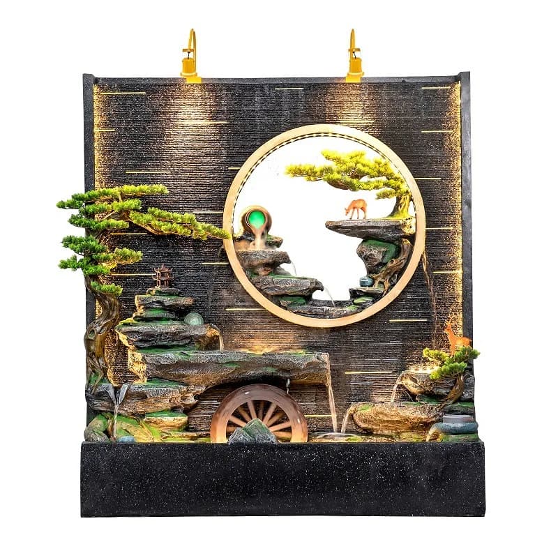 Water curtain wall, running water screen, living room, rockery fountain, courtyard, circulating water landscape, lucky ornament
