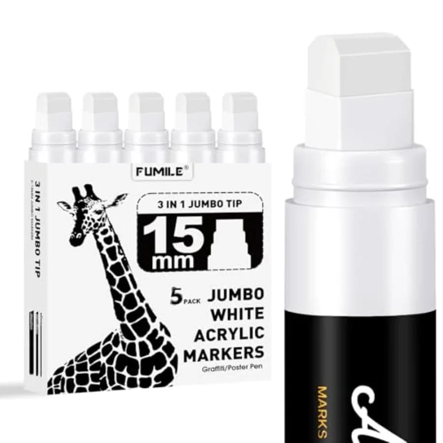 5 Pcs Jumbo Poster Marker, 15mm Wide Tip Thick Acrylic Paint Pen Paint Markers, Graffiti Markers for Poster, Glass, Rock Painti