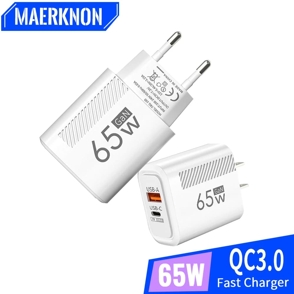Charger USB GaN from 65W Quick Charger Type C Cell Phone Charger for Iphone 12 13 14 15 Pro Max Xiaomi 13 14 Ultra Samsung Huawei