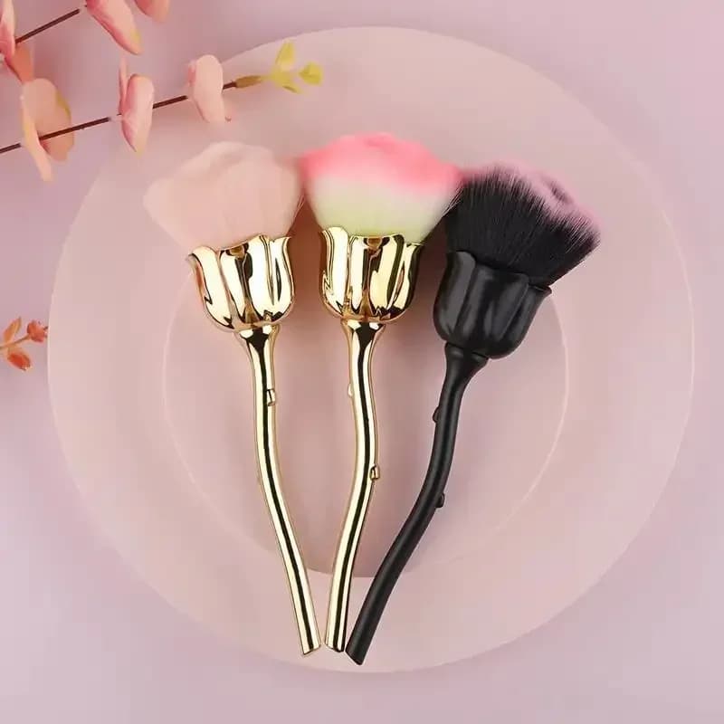 Flower Rose Nail Art Dust Cleaner Brush Acrylic UV Gel Polish Powder Remover Tool Multi Use Beauty Makeup Brush Set Professional