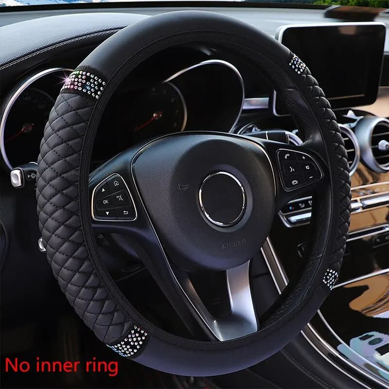 Car cover without inner ring 37-38cm three-dimensional leather embroidered color studded with breathable diamonds