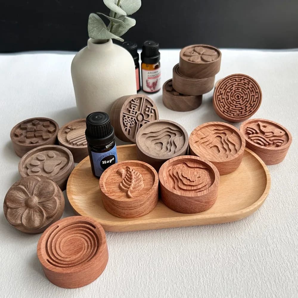 Diffusore di oli essenziali in legno Diffusore floreale portatile in legno a lunga durata Rinfrescante Sonno lentamente Volatile Aromaterapia Inalatore