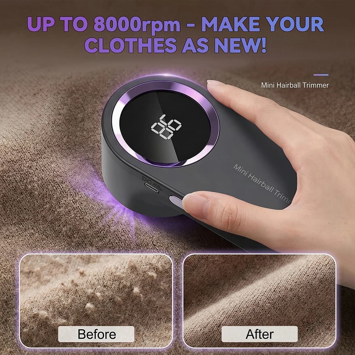 2/1pcs Lint Remover for Clothing LED Digital Electric Pellet Fluff Remover USB Rechargeable Fuzz Fabric Shaver Sweater Remover