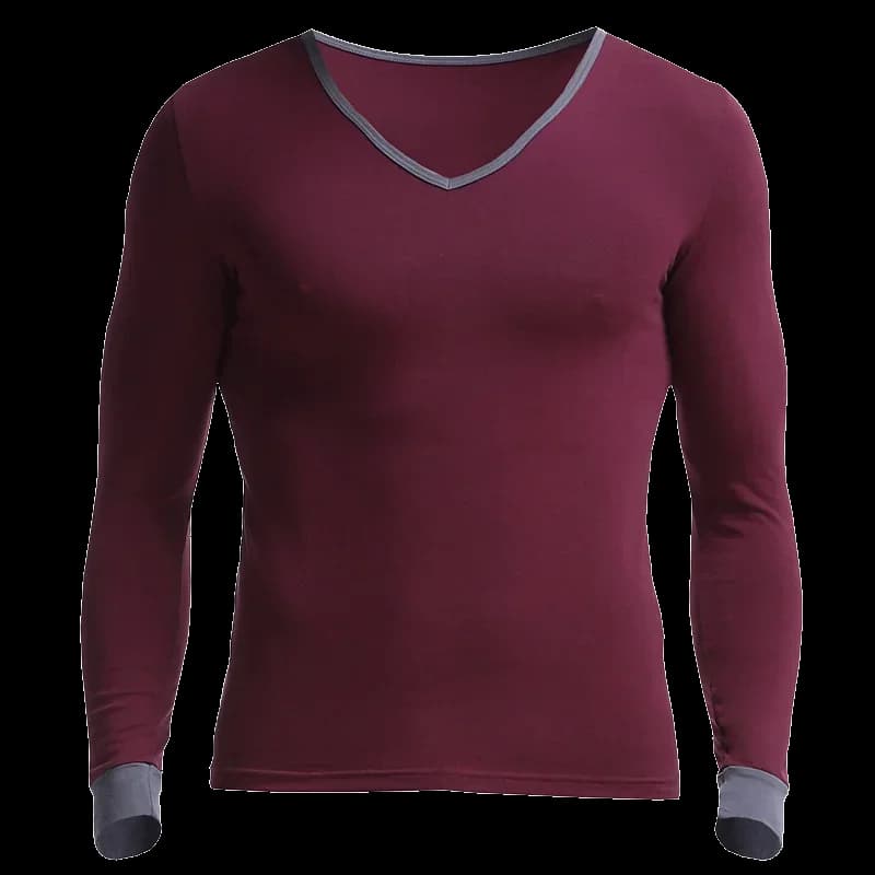 Maglia Intima Base da Uomo in Cotone, Sottile e Calda, con Ampio Scollo a V, Autunnale, Aderente, a Maniche Lunghe