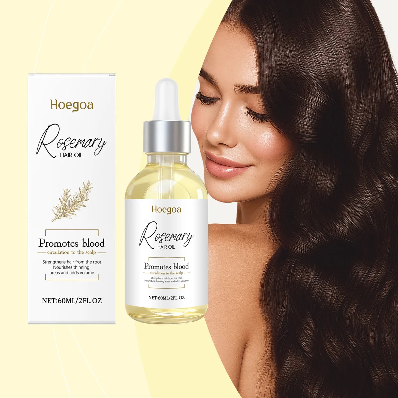 Estratto vegetale Olio essenziale per la cura dei capelli al rosmarino per trattamenti per la crescita dei capelli Anti crespo aggiunge lucentezza delle formule naturali Olio per capelli