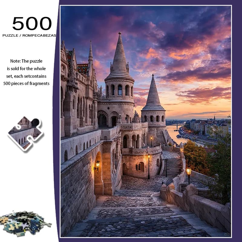 Una scatola di mini puzzle per adulti da 500 pezzi con il seminterrato del pescatore a Budapest, Ungheria: resistente ai graffi, impegnativo, un