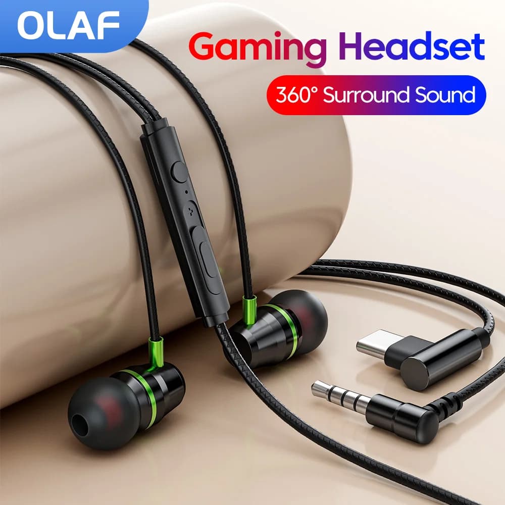 Gaming Cablate Headphones Olaf 3.5mm/Type C HiFi 360 ° In-Ear with Wire and Distance Control for Telephone with Audio Surround