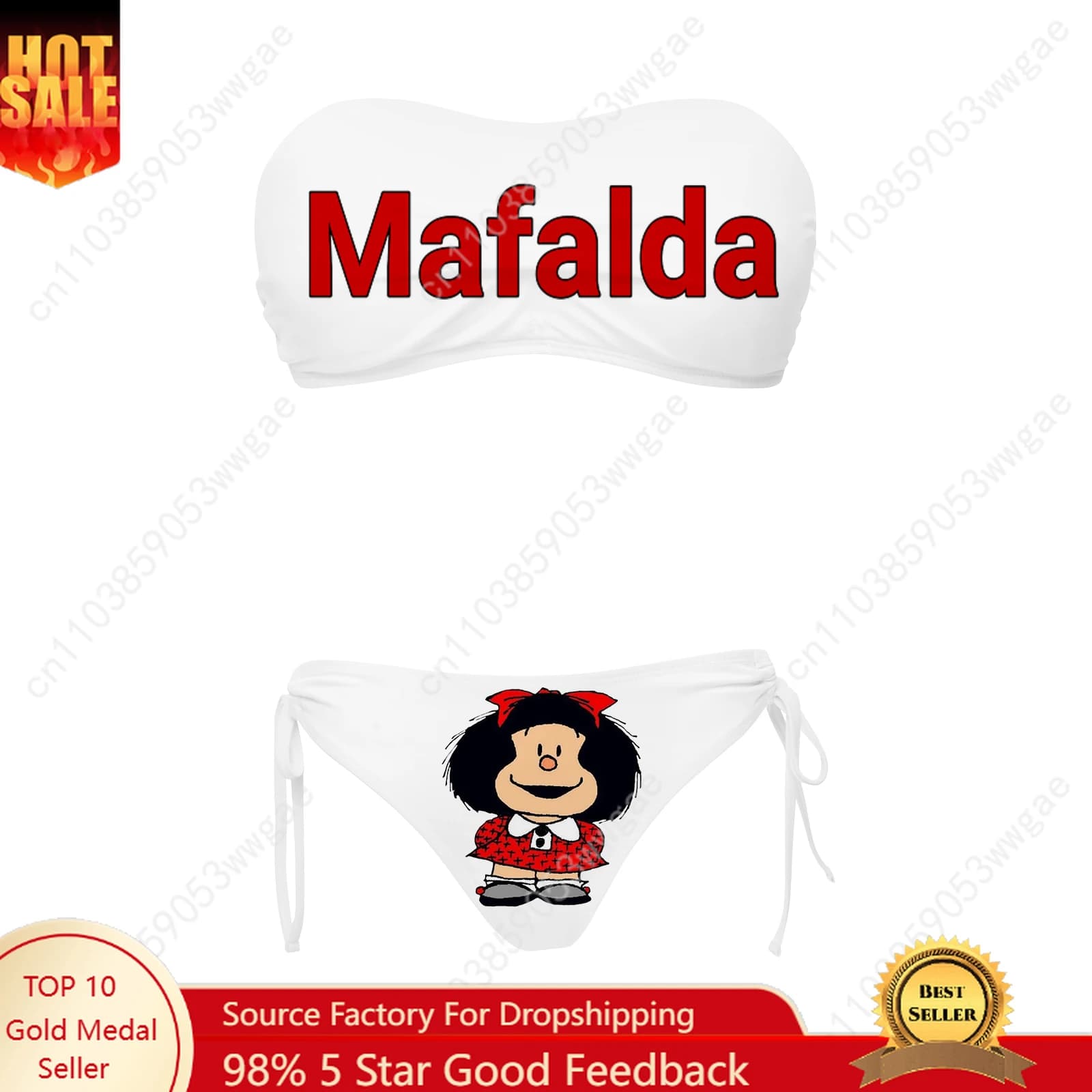 Mafalda Women's Swimwear with Drawstring Sets Two Piece Swimwear Custom Swimwear Pool Party Beach Two Piece Swimwear