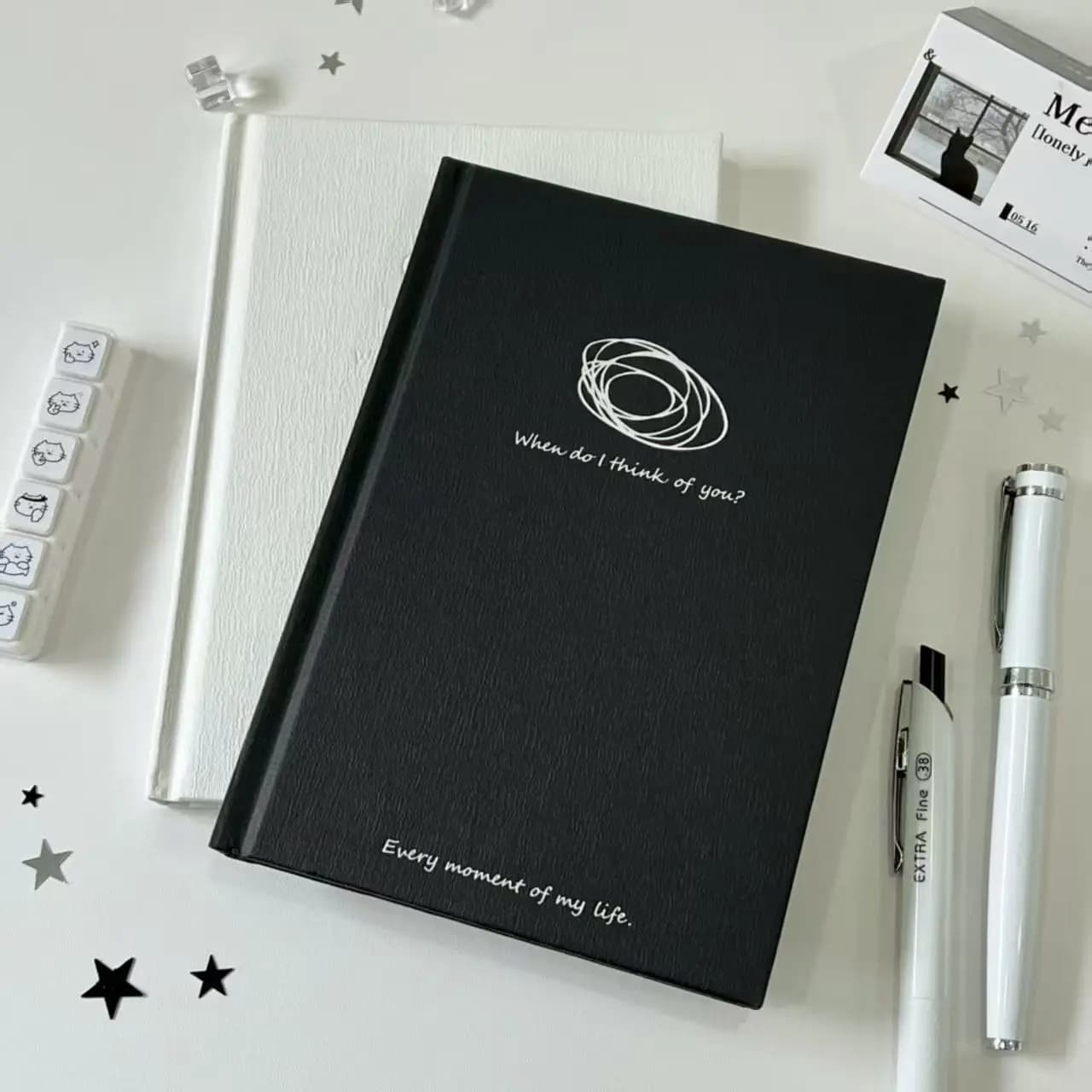 Black White 64Sheets Hard Shell Student Portable Notebook Note Book Journal Sketchbook Stationery
