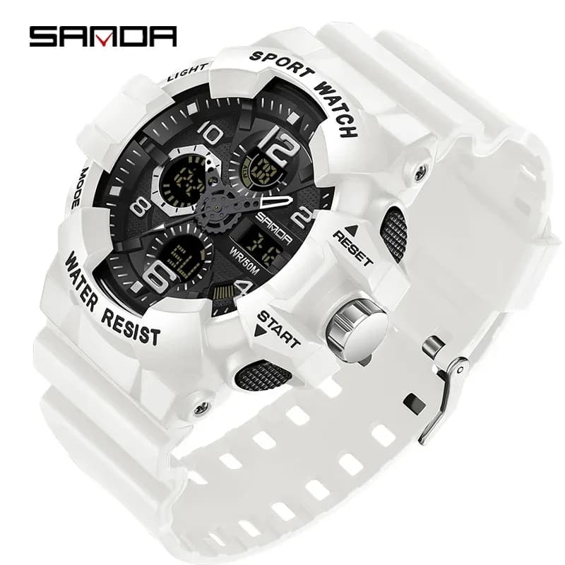 SANDA 3168 Sport Watch White LED Digital 50M Waterproof Men's Watch Multifunction Relogio Masculino Men's Military Watches