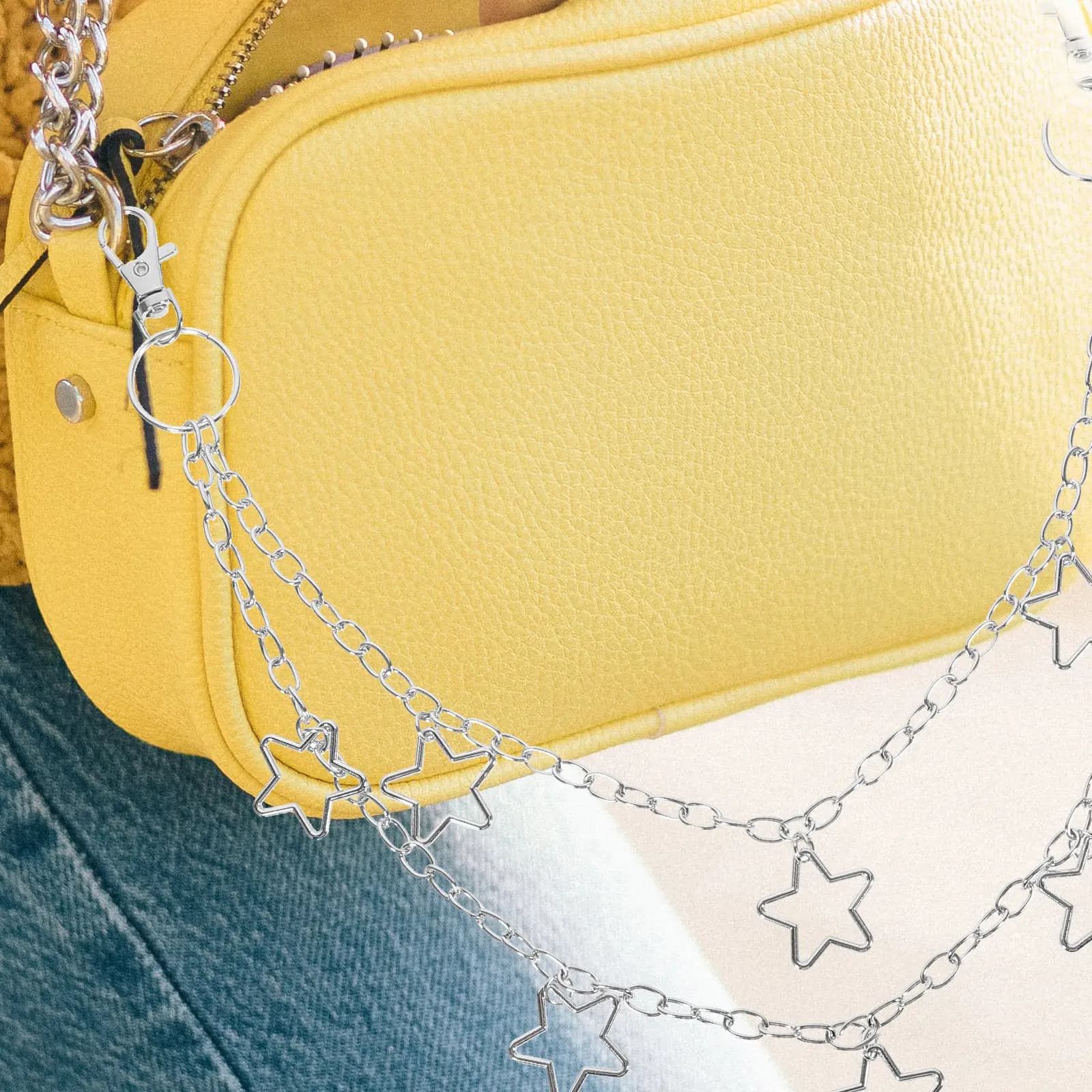Star Pendant Double Layer Pants Chain Alloy Belt Chain for Jeans Trousers Wallet Bag Decor Unisex Fashion Accessory Eye Catching