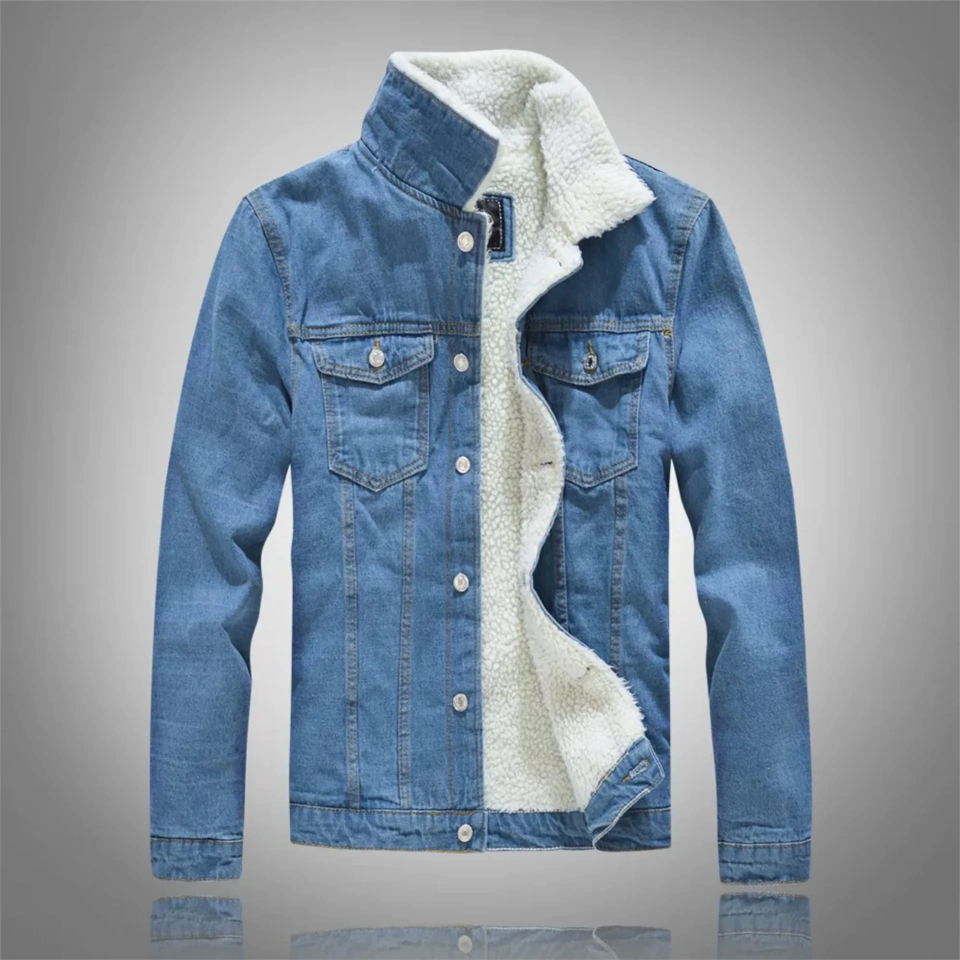 Giacca di jeans calda ispessita foderata in pile da uomo autunno inverno Moda coreana Slim Fit Cappotto di jeans in lana di agnello Capispalla maschile