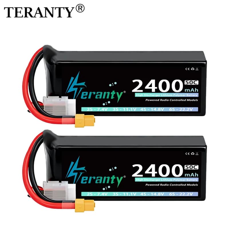 Batteria Lipo TERANTY 14.8V 4S 2400mAh 50C/100C Softcase con Connettore XT60 per Droni FPV, Auto RC, Camion, Buggy, Elicotteri, Aeroplani e Modellismo