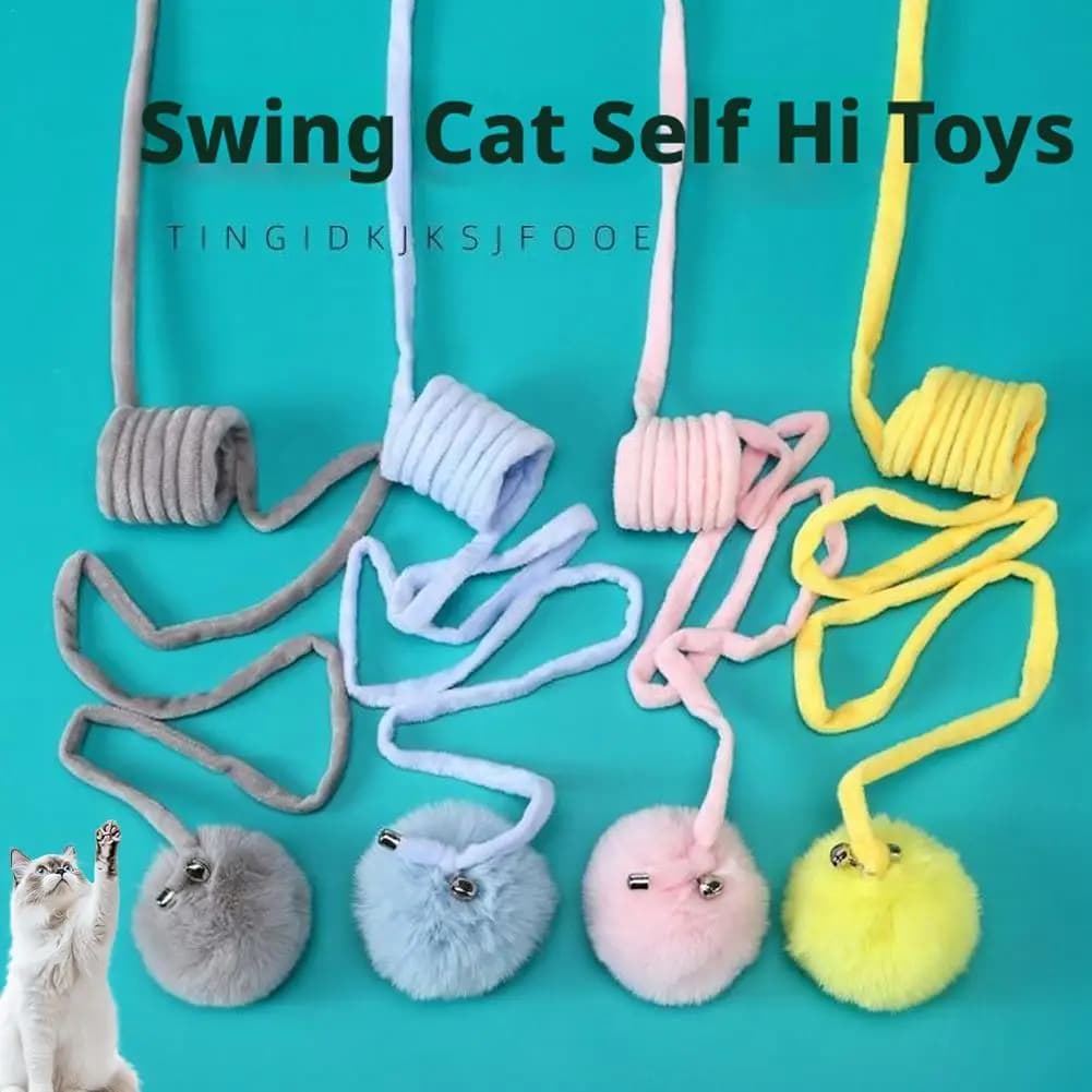 Giocattolo interattivo per gatti Divertente bastone per gatti Peluche Palla a molla Auto-Hey Appeso Porta Gattino Giocattolo Gatti Gattini Gioca a addestramento Giocattoli Forniture