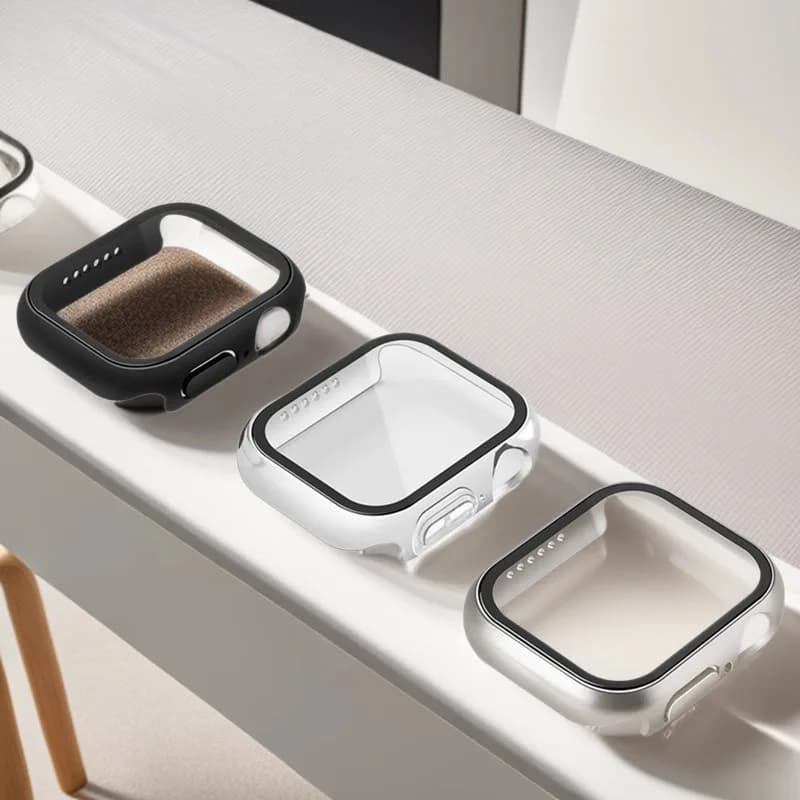 Glass+Case For Apple Watch 8 7 45mm 44mm 41mm 40mm PC Screen Protector Cover iwatch Serie 11 10 9 SE 6 5 4 Accessories 42mm 46mm