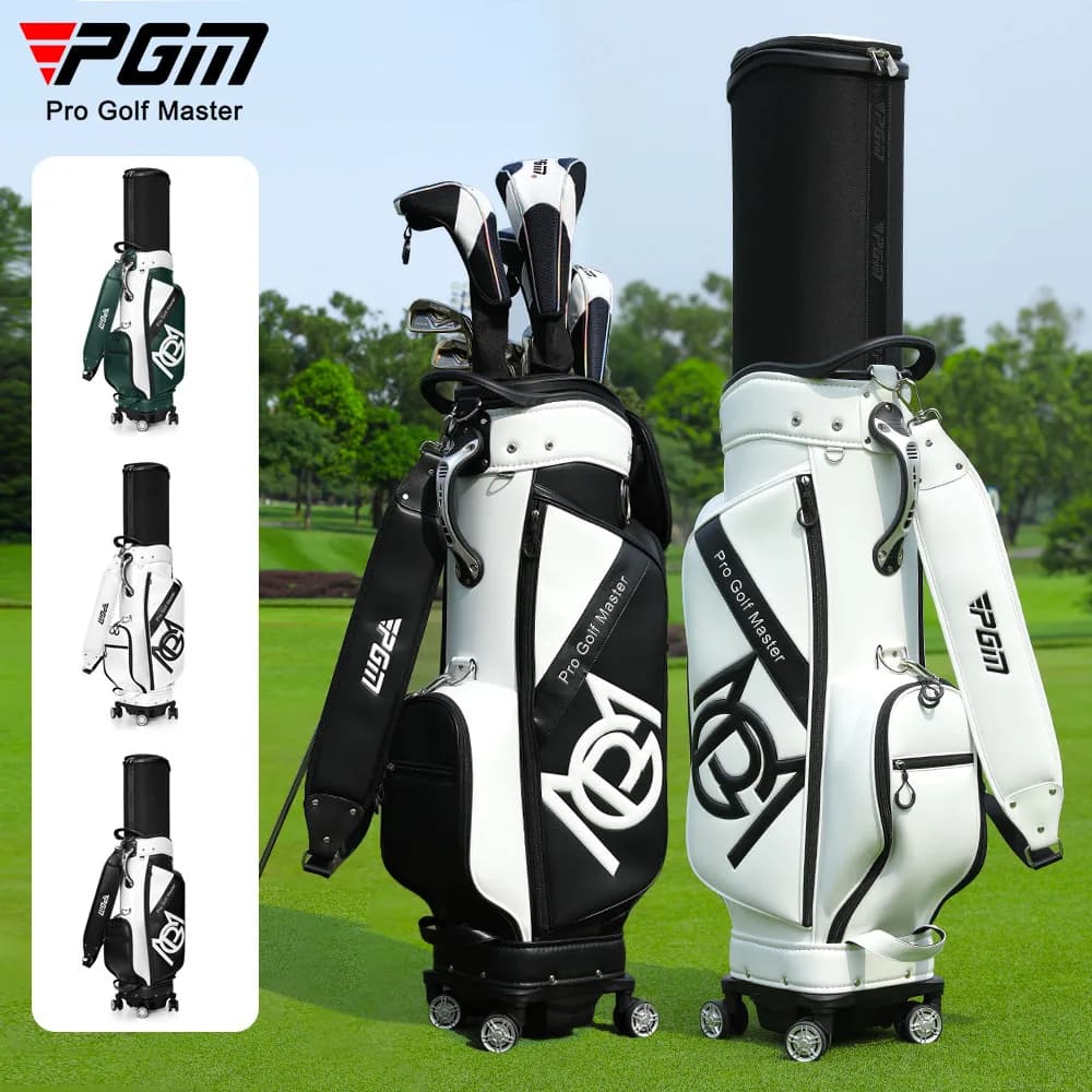 PGM Golf Bag Men's Hard Shell Telescopic Bag Universal Four-wheel Flat Push Aviation Checked Golf Bag QB157
