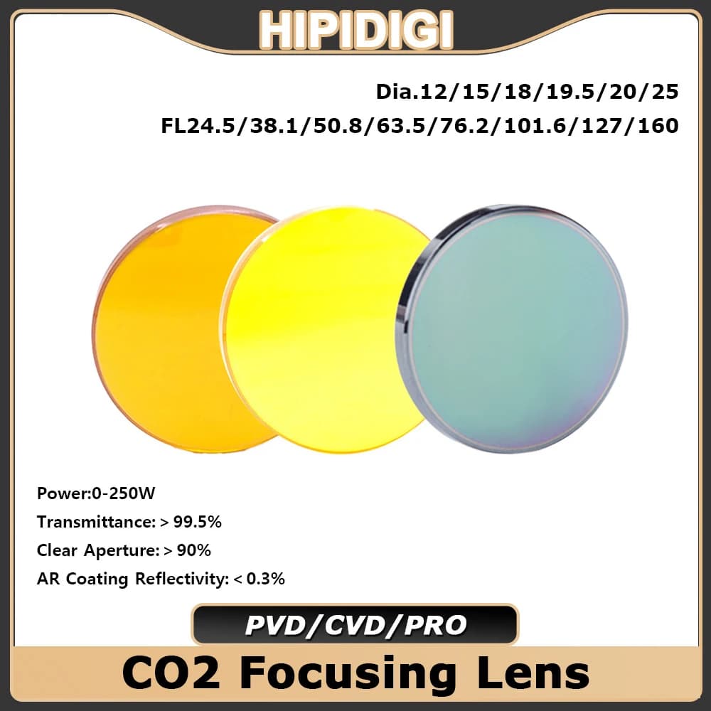 Lente di messa a fuoco CO2 HIPIDIGI USA CVD Cina PVD ZnSe Pro Dia.15 18 19.05 FL38.1 50.8 63.5 per macchina da taglio per incisione laser CO2