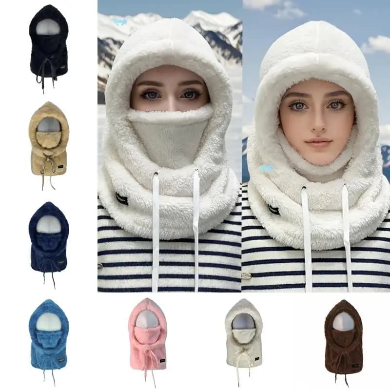 Pullover con maschera sciarpa integrata a prova di freddo realizzato in pile polare antivento