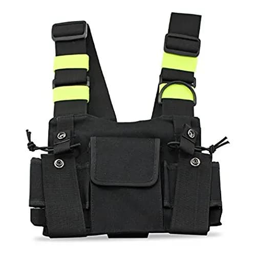 Green Tactical Harness Front Pack bag case Pouch Carry Holster per Kenwood Motorola TYT Baofeng Walkie Talkie Vest rig Chest bag