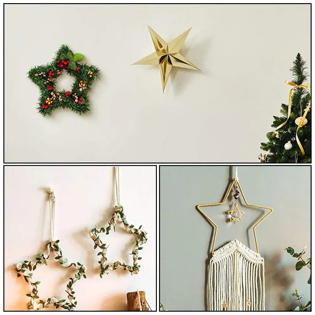 3Pcs Metal Dream Catcher Rings Star Shape DIY Craft Supplies for Wall Hanging Wedding Home Decor Macrame Catcher