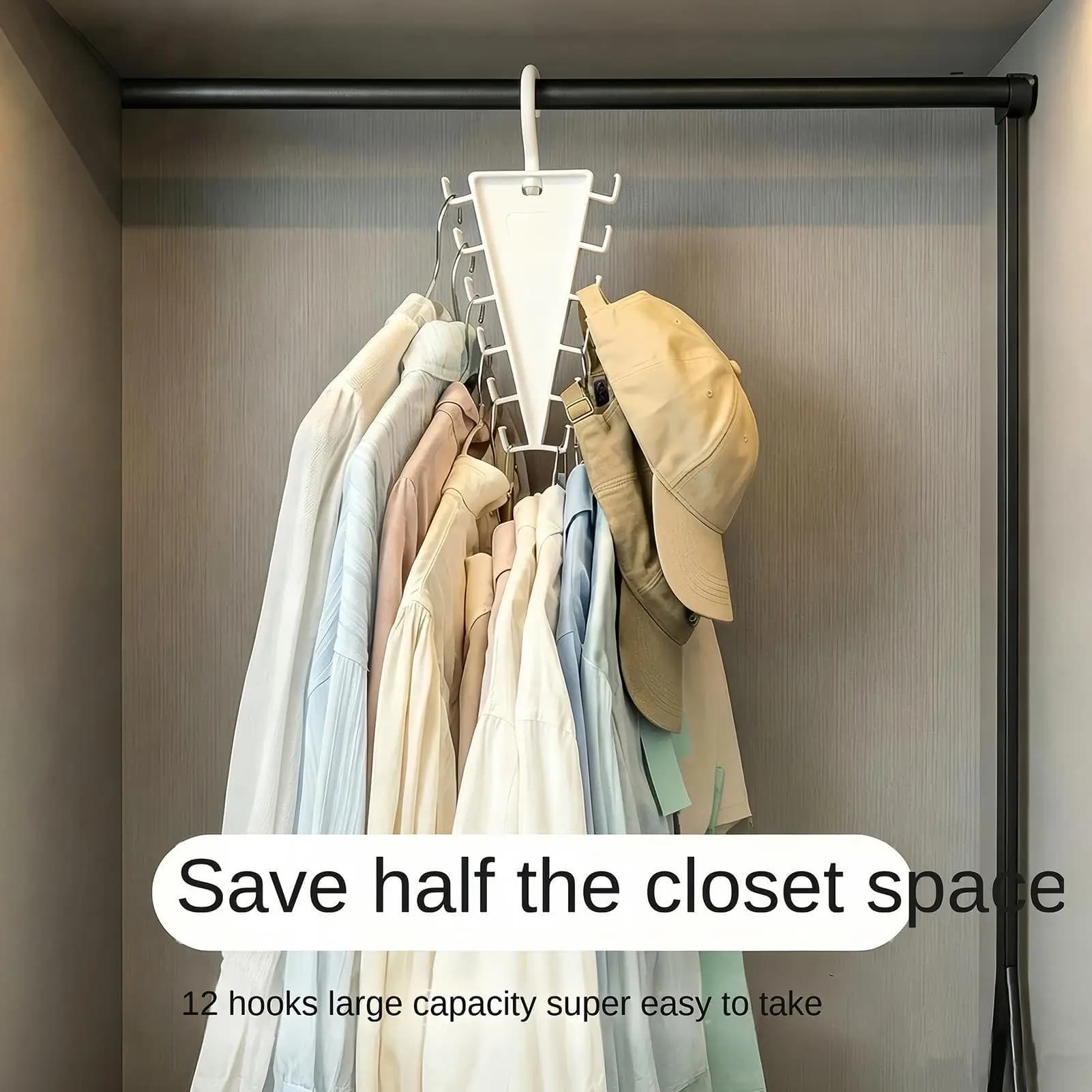 1Pcs Durable 12 Hooks Laundry Hanger Space Saving Rotatable Hook Pants Rack Non-slip Wardrobe Clothes Organizer Dormitory