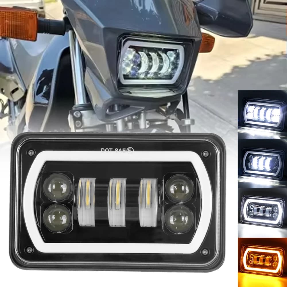 1pc Nero Moto DRL Lampada 4X6 Faro A LED Per Honda XR250 XR400 XR650 Suzuki DRZ Accessori Luce Rettangolare