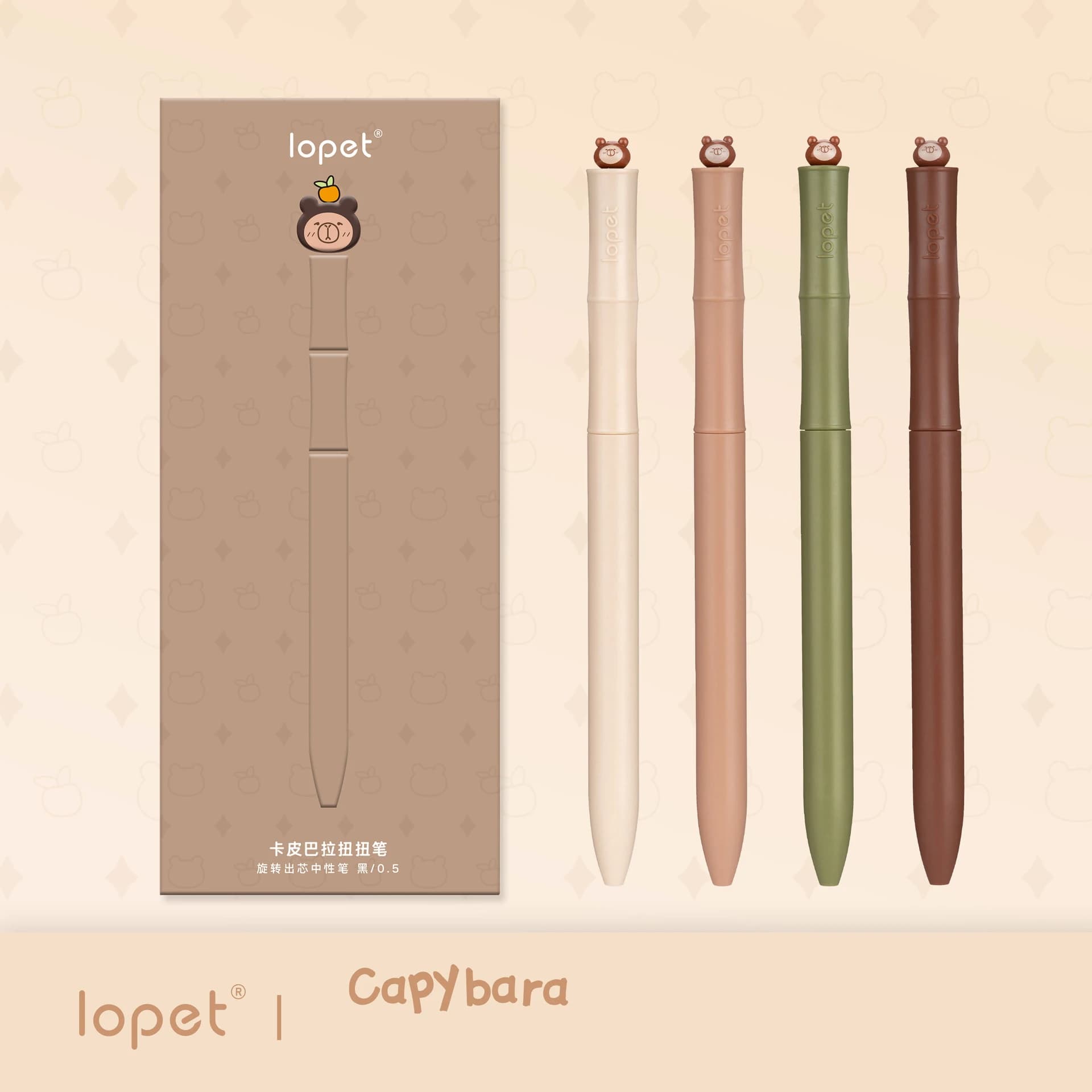 Lopet Kawaii Panda Twist Penna Gel con Nucleo Spinning, Centro di Gravità Basso Firma Canetas 0,5 mm Penne con Nodo di Bambù con Inchiostro Nero