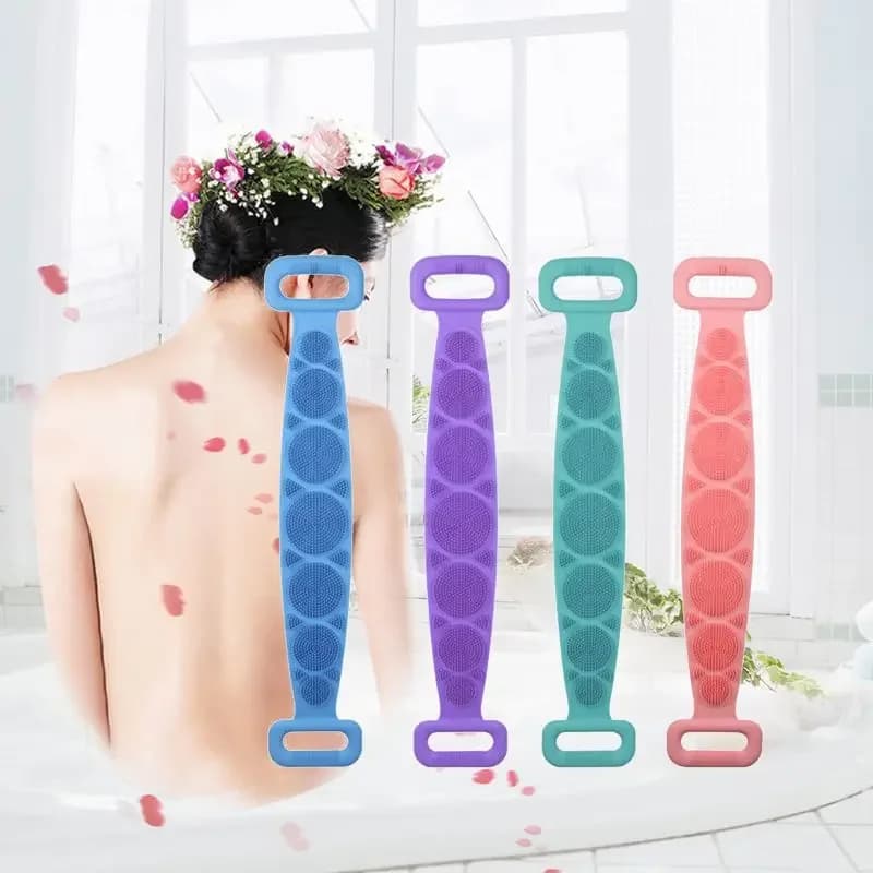 1 pz Spugna per il corpo in silicone da 70 cm, spazzola per la doccia, cintura massaggiante per la schiena, esfoliante, per la pulizia della pelle