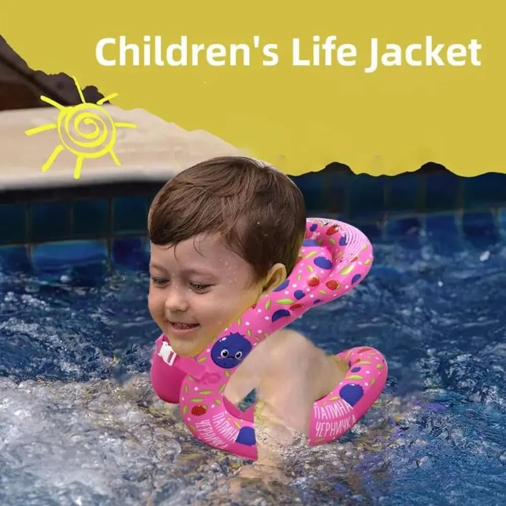 Inflatable Design Life Jacket Adjustable PVC Cartoon Style Children Life Vest Portable Float Inflatable Swim Vest Swimming Pool