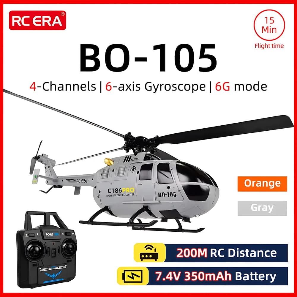 RC ERA BO-105 Elicottero Scala 1:48 4CH 15min Volo Giroscopio a 6 assi C186 Velivolo Posizionamento del flusso ottico Velivolo telecomandato