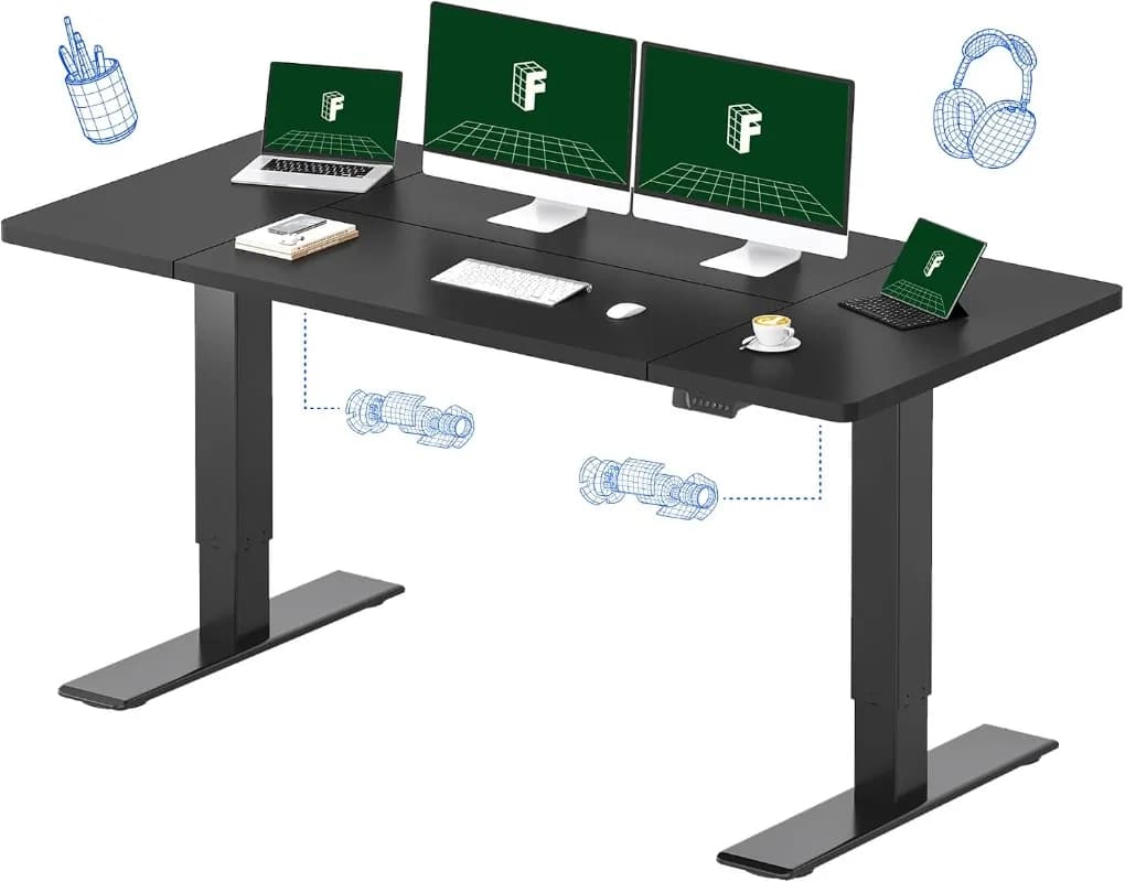 FLEXISPOT Electric Standing Desk, Black | Dual Motor, 198 LBS Capacity, Spacious Workspace, Multi-Monitor Setup, Home Office