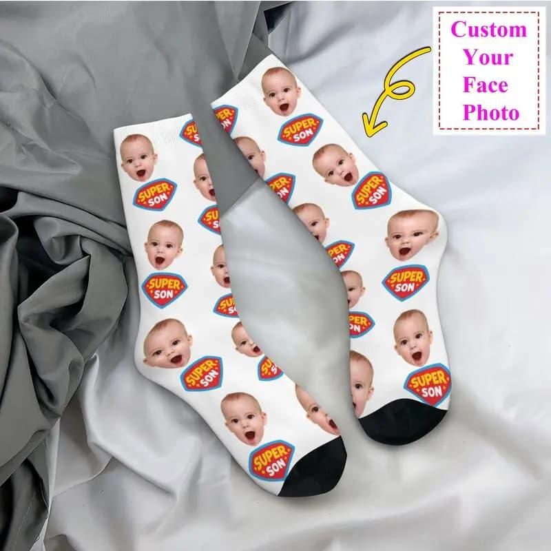 Personalized men's socks Super Son for men and women, unisex fashion, 3D printing, stylish socks with personalized photo design