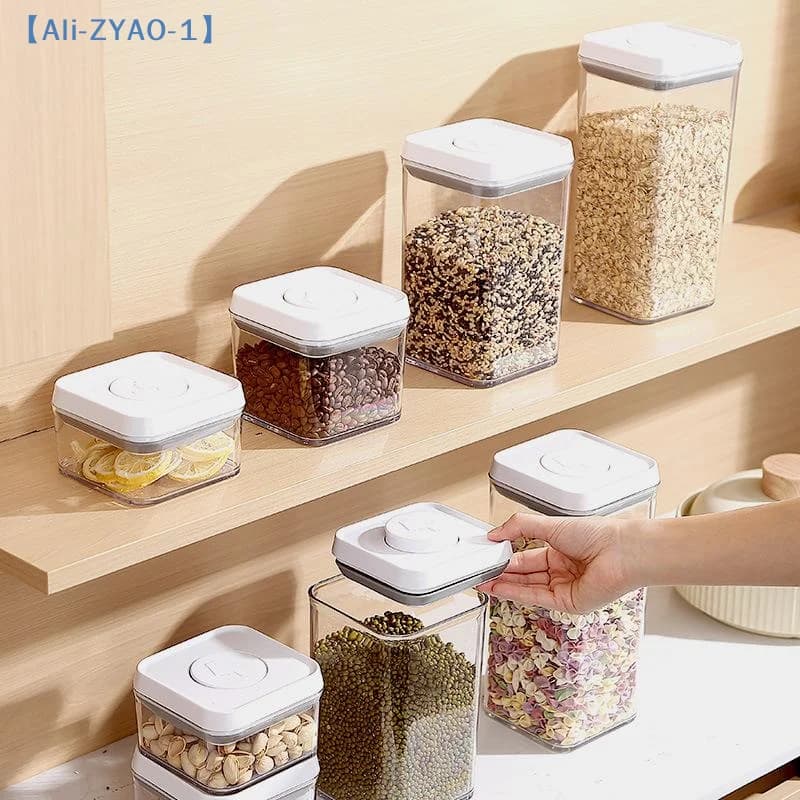 【ZYAO-1】 Contenitore per Cereali da 1 Pezzo, Barattolo Ermetico a Pressione per Cucina, Trasparente e Impilabile, per Riso, Cereali, Organizzatore per Dispensa Domestica e per Pasticceria