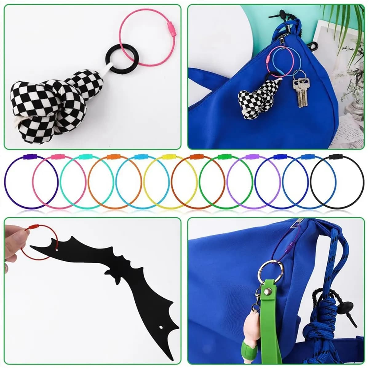Set di Utensili Elettrici 120 Pezzi, Anelli Portachiavi con Chiusura a Vite, Anelli per Cavi da 6 Pollici per Escursionismo (12 Colori)