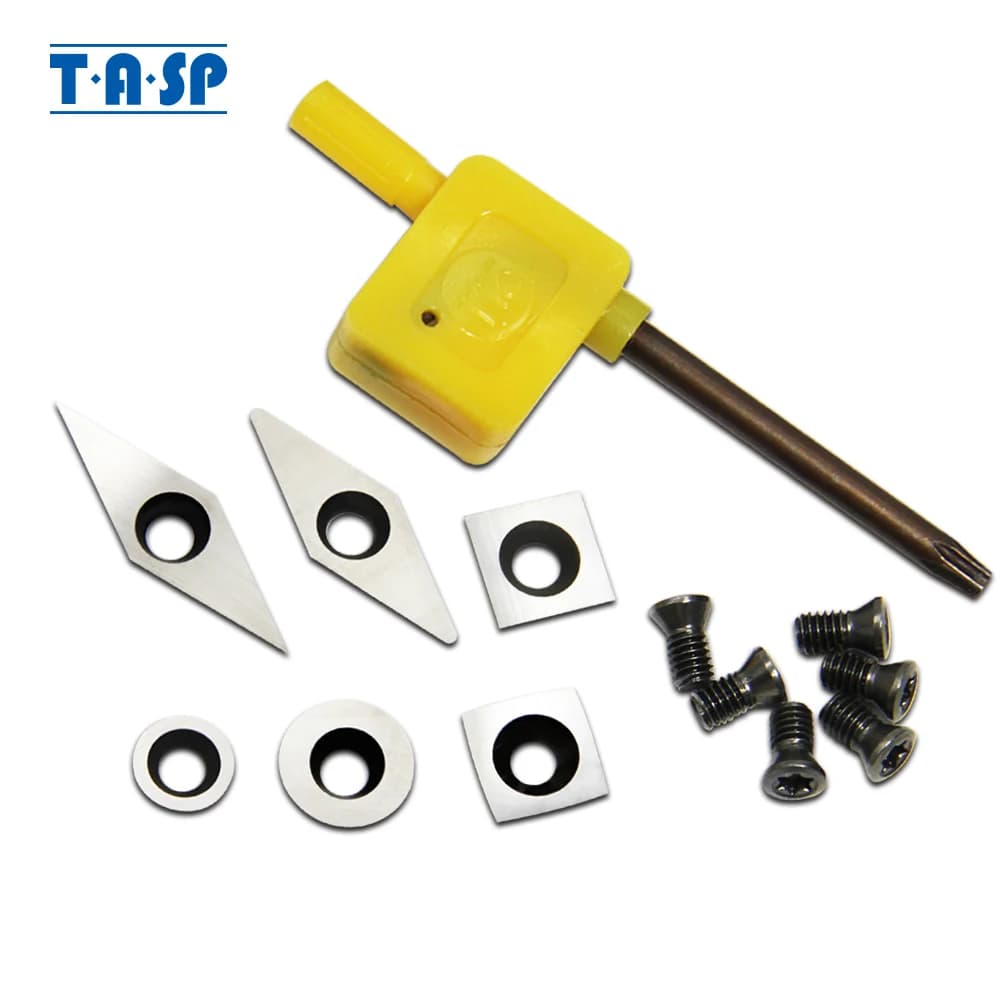 Set of hard metal cutter inserts TASP Wood turning tools Replacement cutter Saws Finishing tools for turning wood