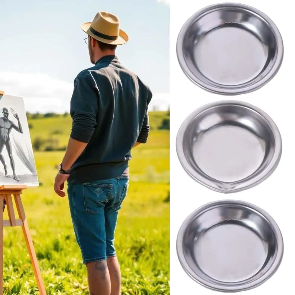 Set di 10 Ciotole in Acciaio Inox per Pittura, Tavolozze Riutilizzabili per Disegno, Mini Palette per Miscelazione Colori