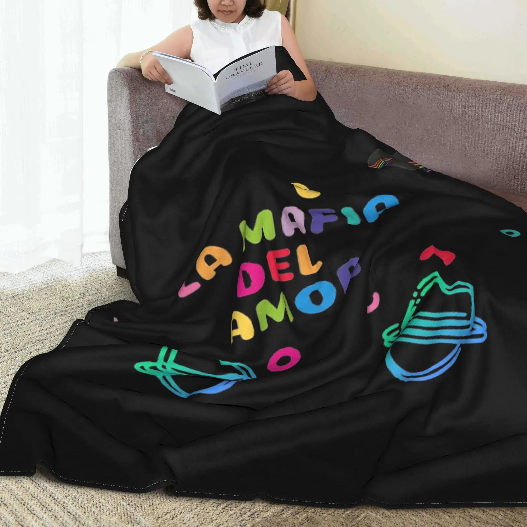Love Mafia Blanket Warm Flannel Sofa Throw Blanket for Home Bedroom Office Throws Bedspread Quilt