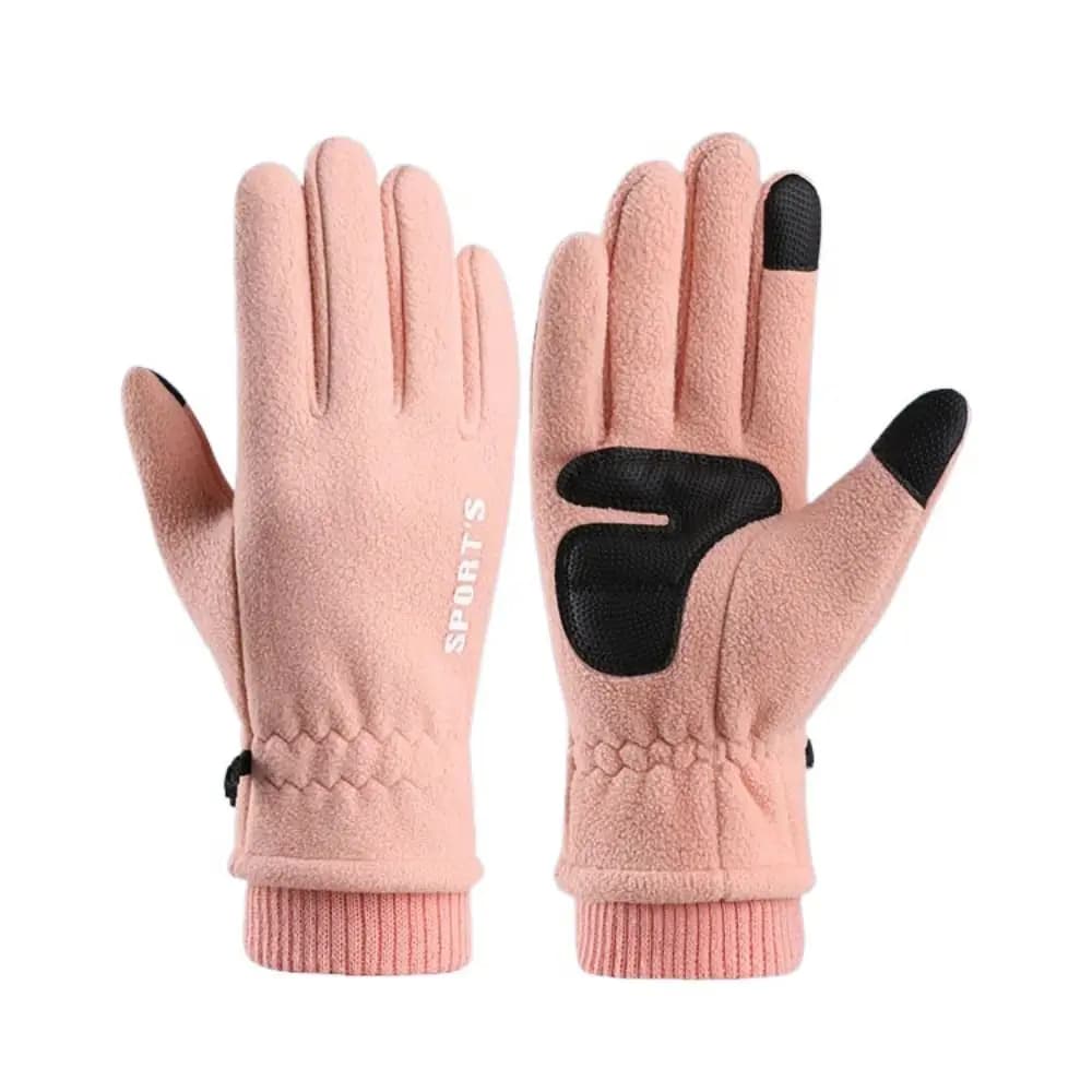Soft Fleece Gloves to Keep Warm Winter Warm Gloves Thickened Windproof Cycling Gloves Korean style with whole fingers Ski